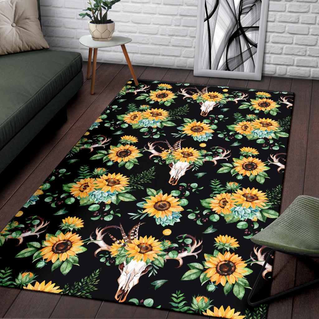 Sunflower Pattern Print Design SF08 Area Rugs