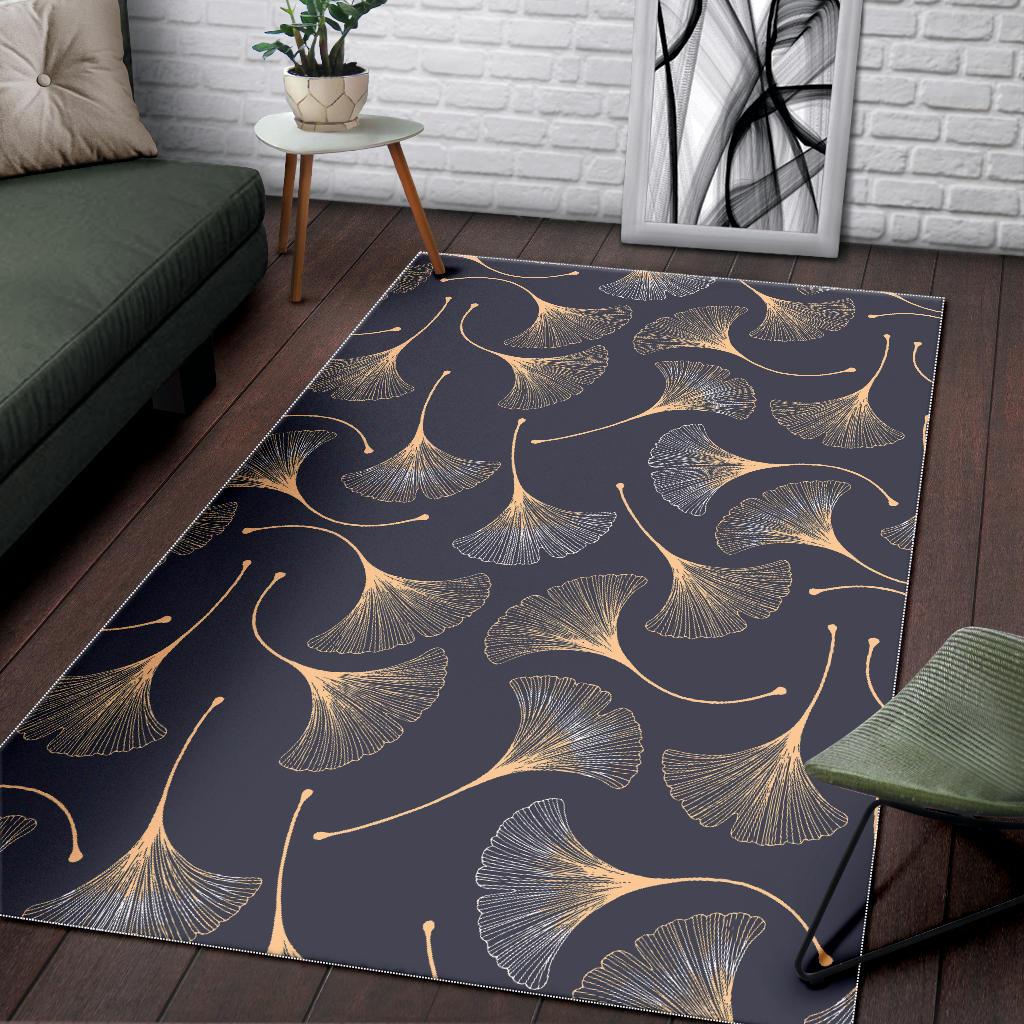 Gold ginkgo leaves Area Rug