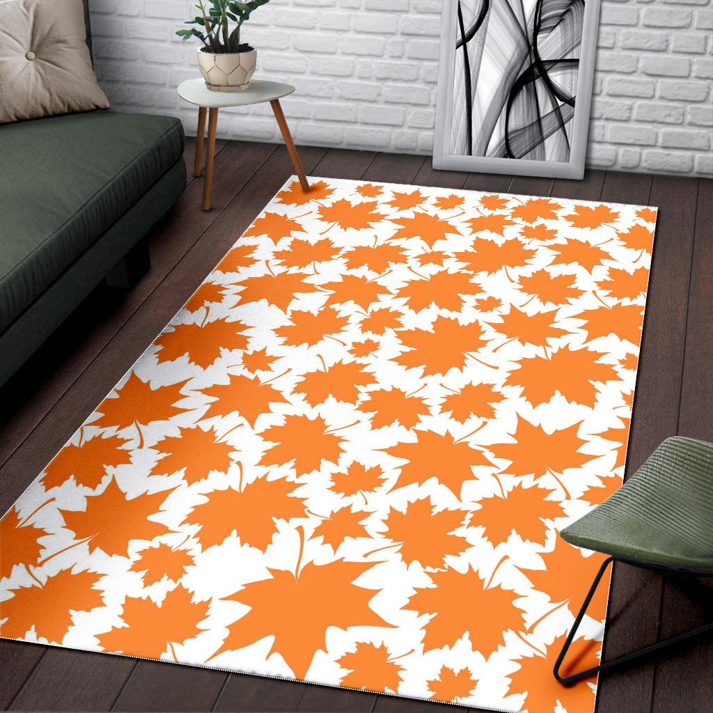 Orange Maple Leaf pattern Area Rug