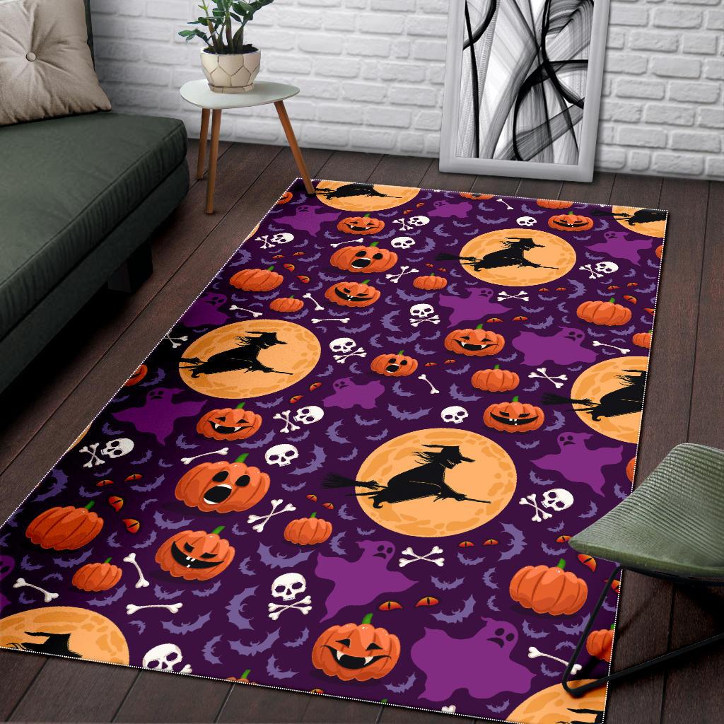 Halloween Pumpkin Witch Pattern Area Rug
