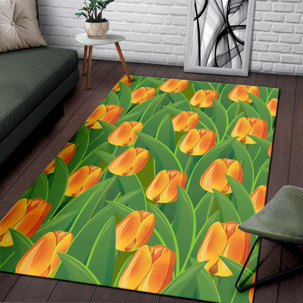 Tulip Orange Pattern Print Design TP07 Area Rugs