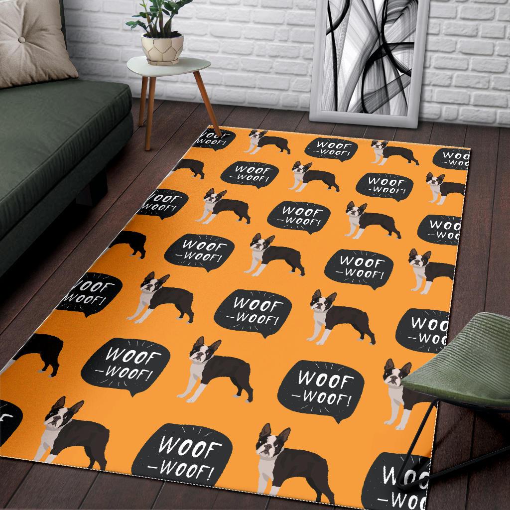 Boston terrier design pattern Area Rug