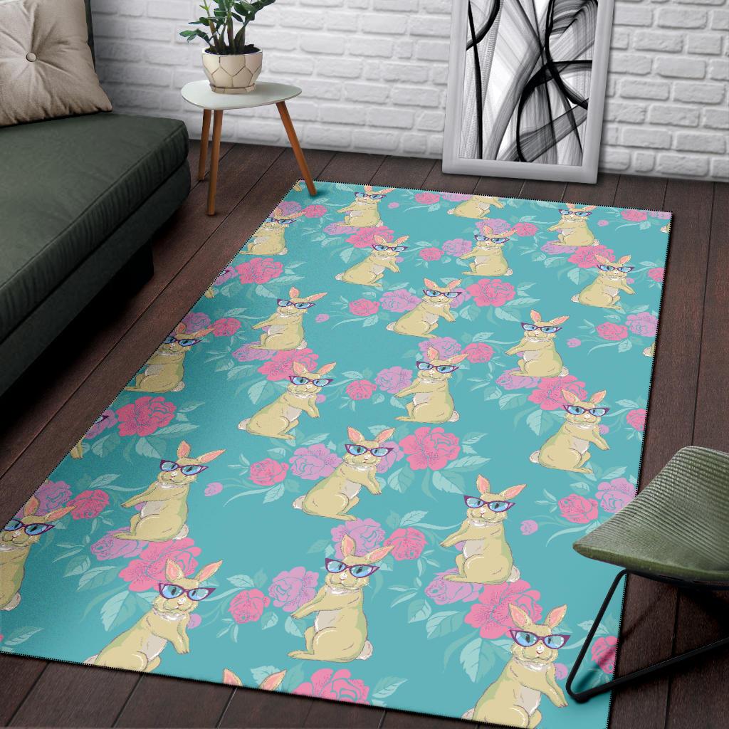 Rabbit Pattern Print Design RB05 Area Rugs