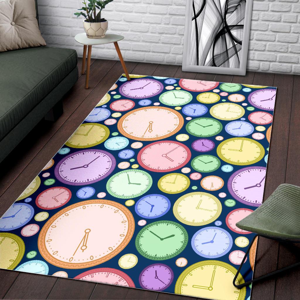 Colorful clock background Area Rug