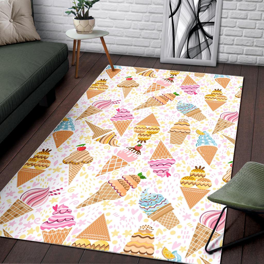 Ice Cream Cone Pattern Background Area Rug