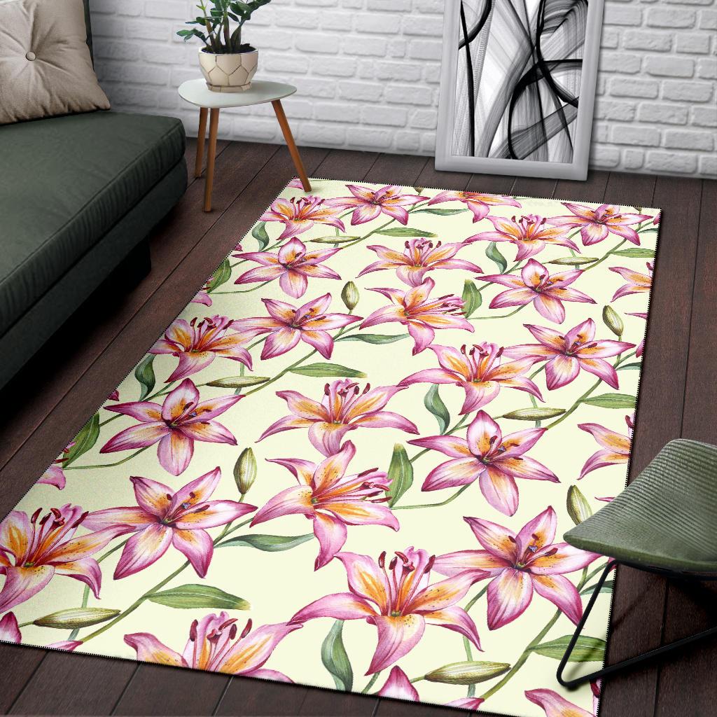 Lily Pattern Print Design LY011 Area Rugs