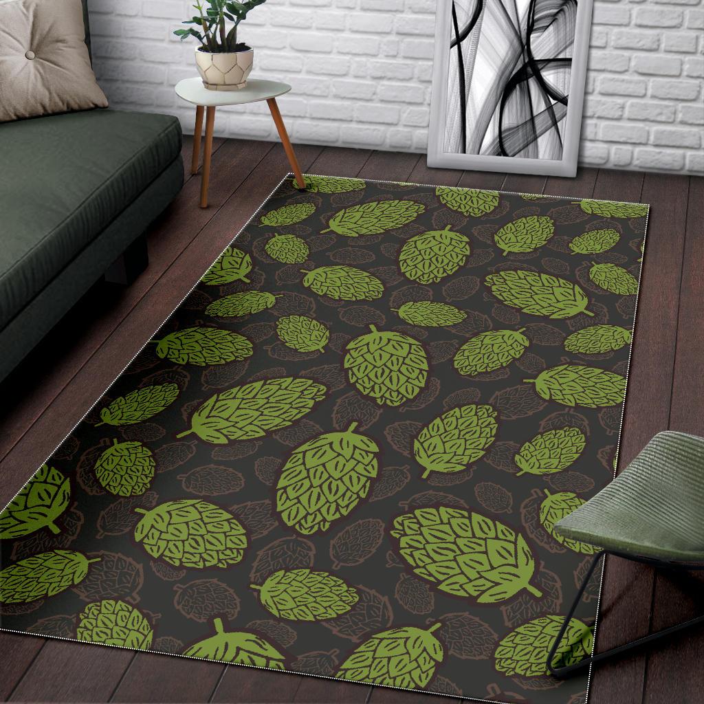 Hop pattern black background Area Rug