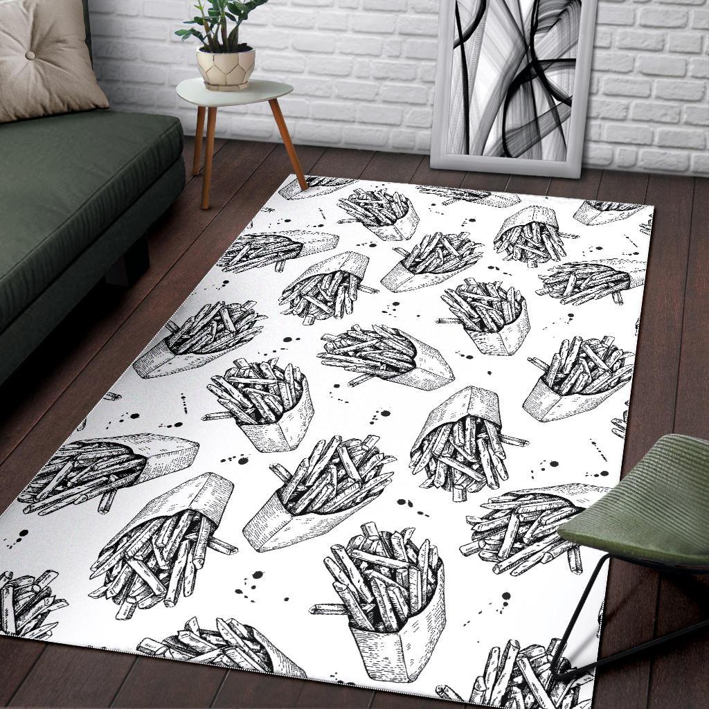 Hand drawn french fries pattern Area Rug