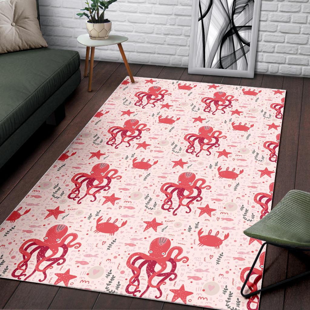 Octopus  Crab Starfish Pattern Area Rug