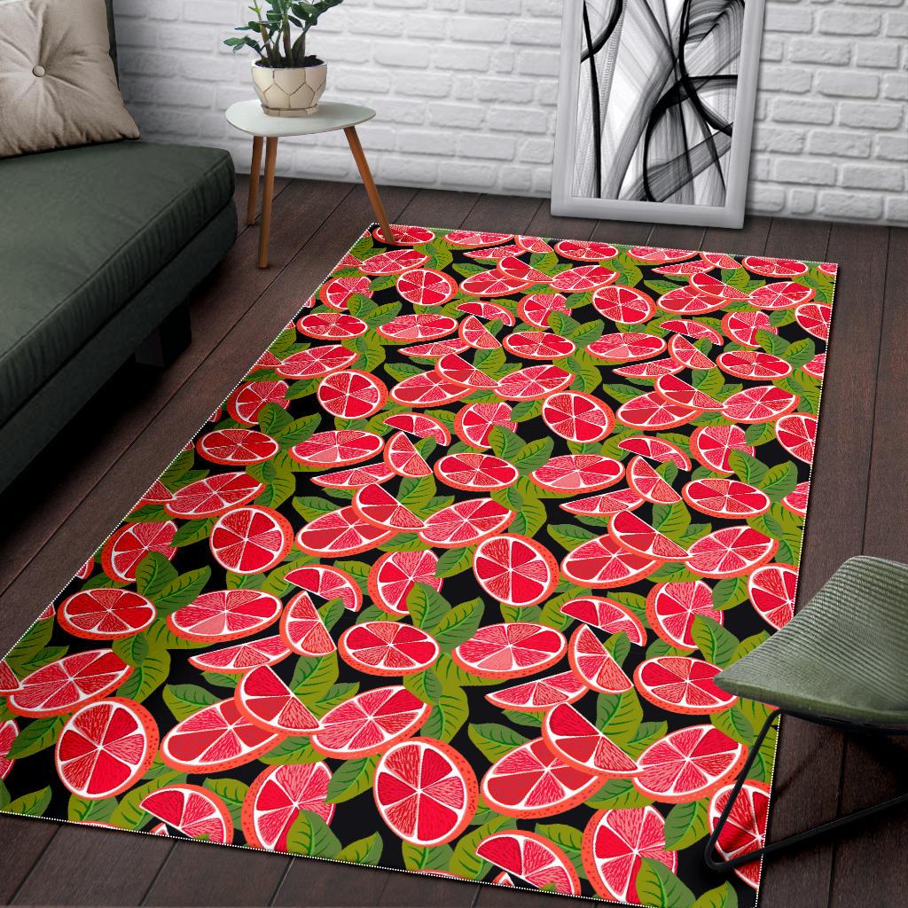 Grapefruit Leaves Pattern Area Rug