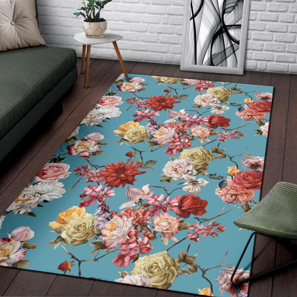 Summer Floral Pattern Print Design SF05 Area Rugs