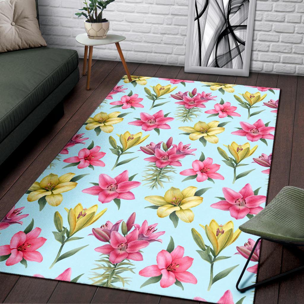 Lily Pattern Print Design LY010 Area Rugs