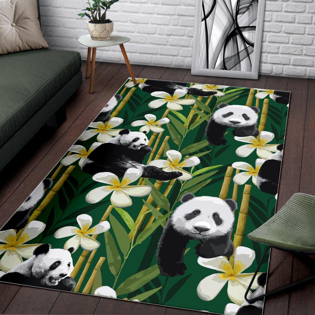 Panda Bamboo Flower Pattern  Area Rug