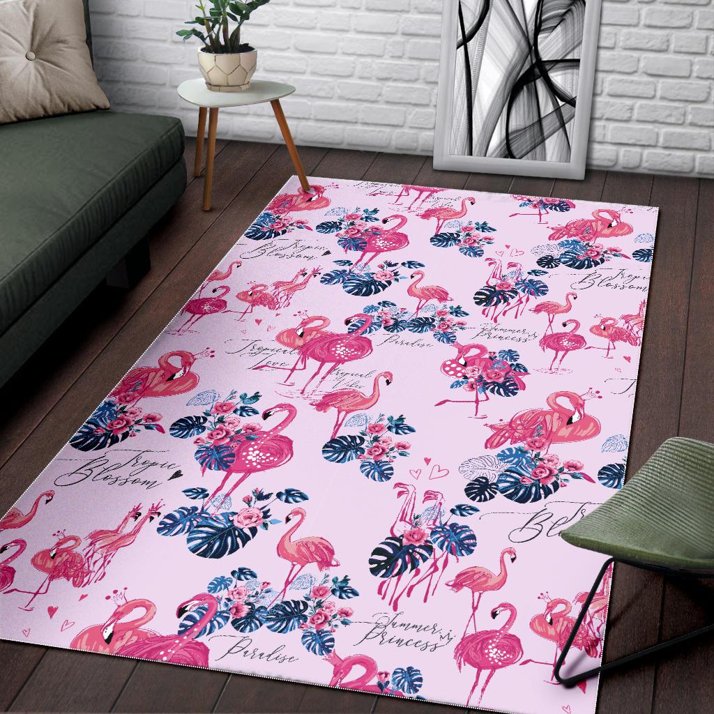 Flamingo Pink Pattern Area Rug