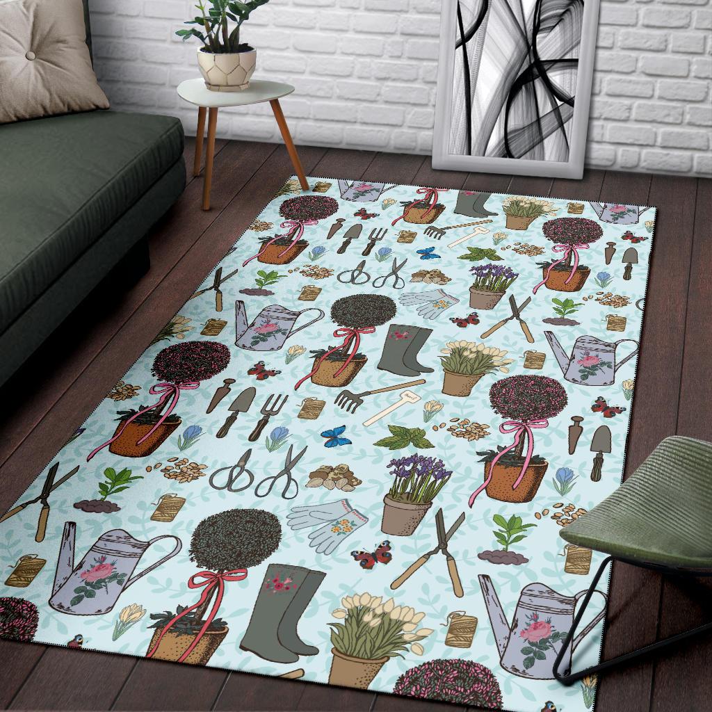 Gardening Pattern Print Design G01 Area Rugs