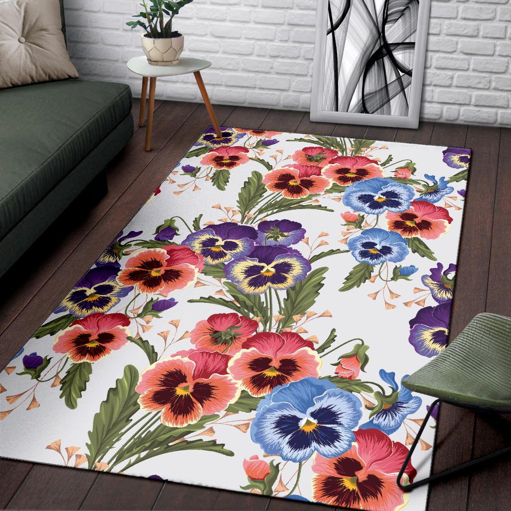 Pansy Pattern Print Design PS06 Area Rugs