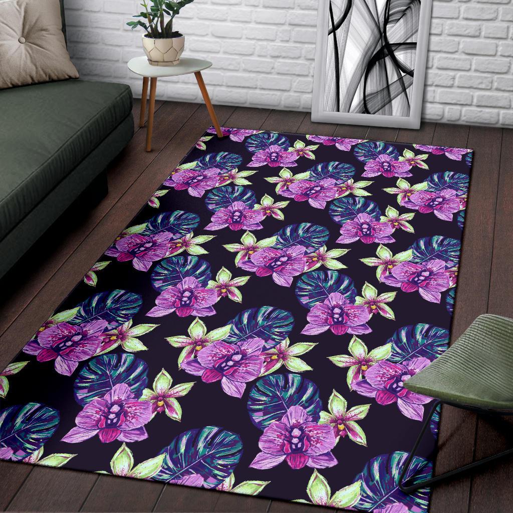 Orchid Pattern Print Design OR010 Area Rugs