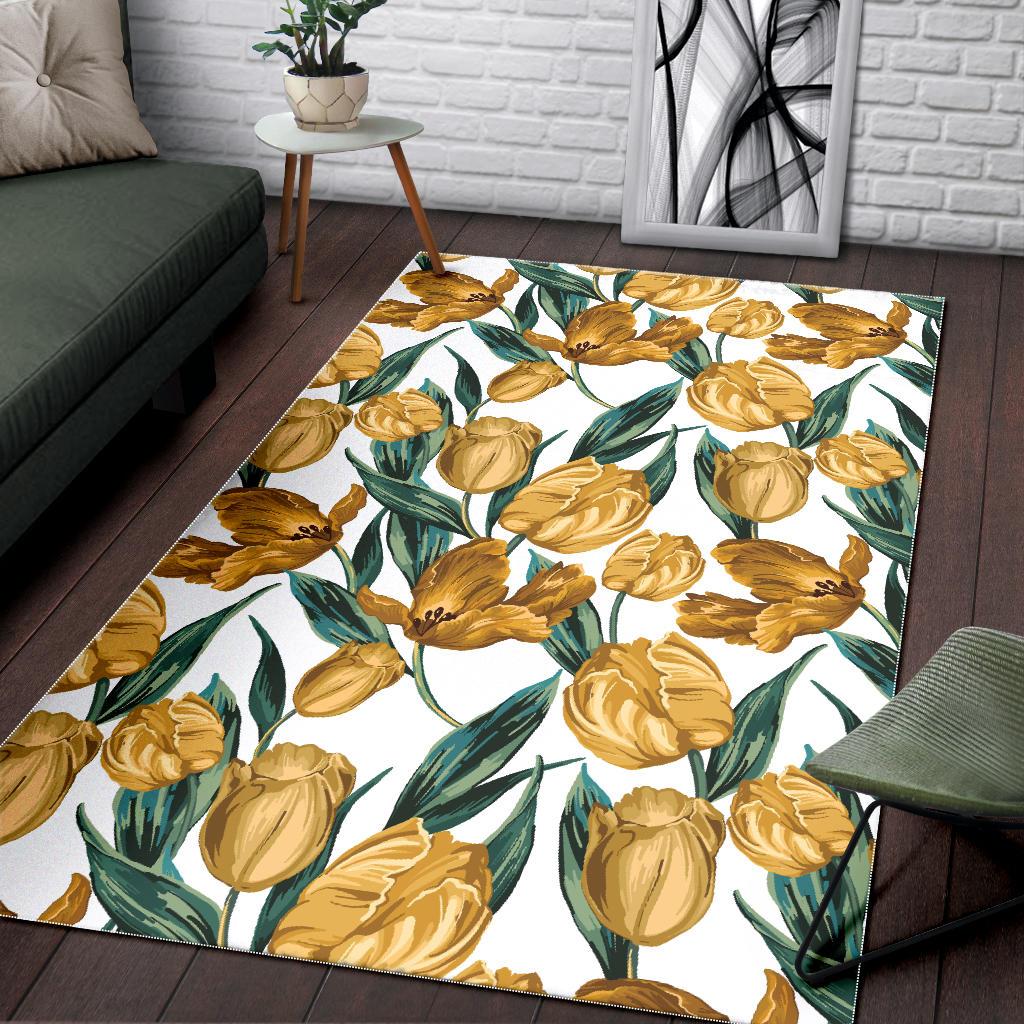 yellow tulips pattern Area Rug