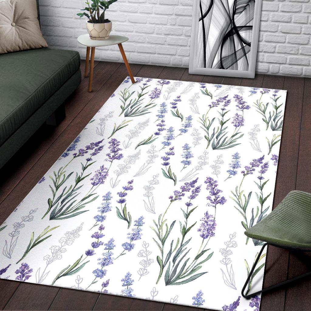 Hand painting Watercolor Lavender Area Rug