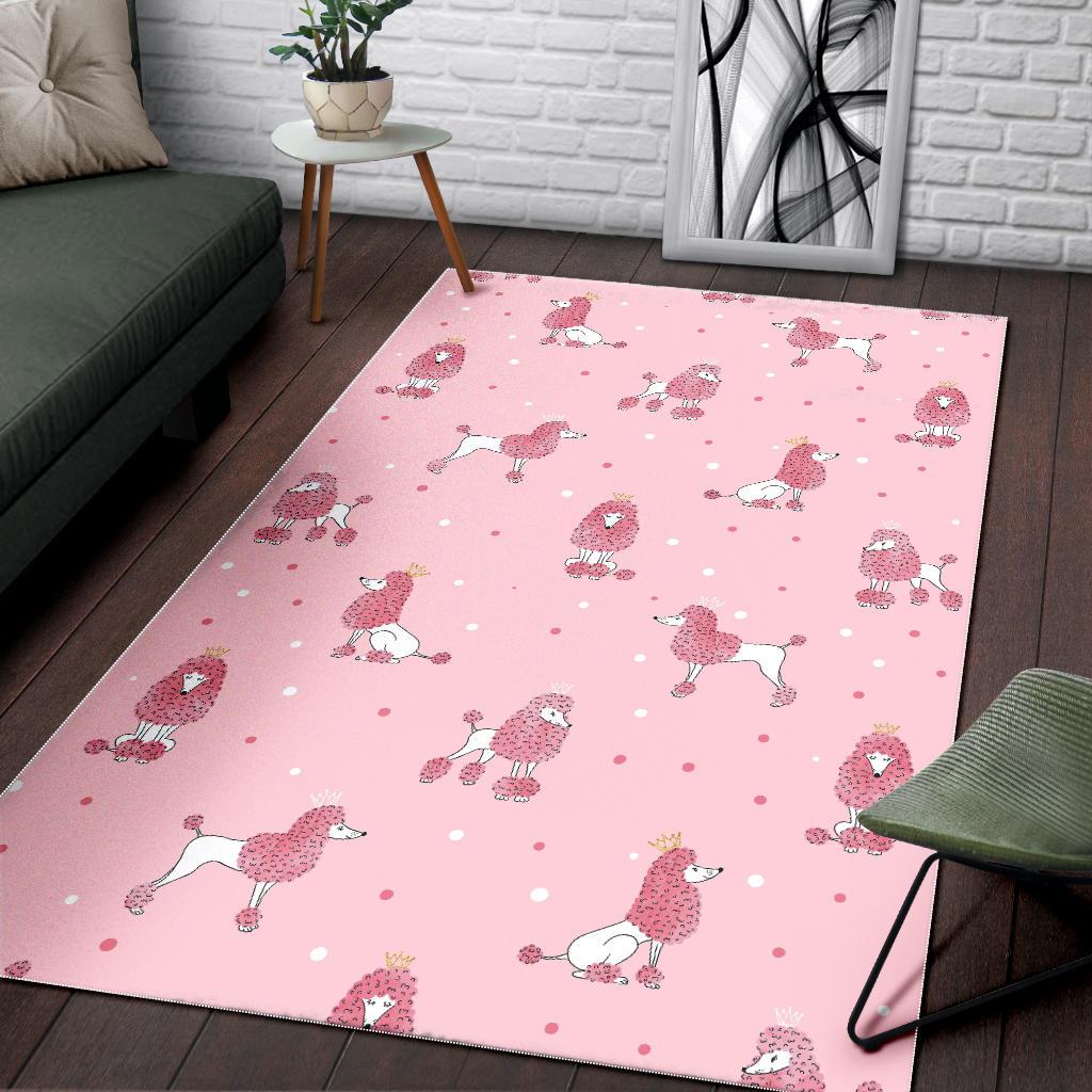 Poodle dog pink color theme Area RugPoodle dog pink color theme Area Rug