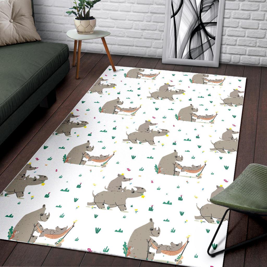 Cute Rhino pattern background Area Rug
