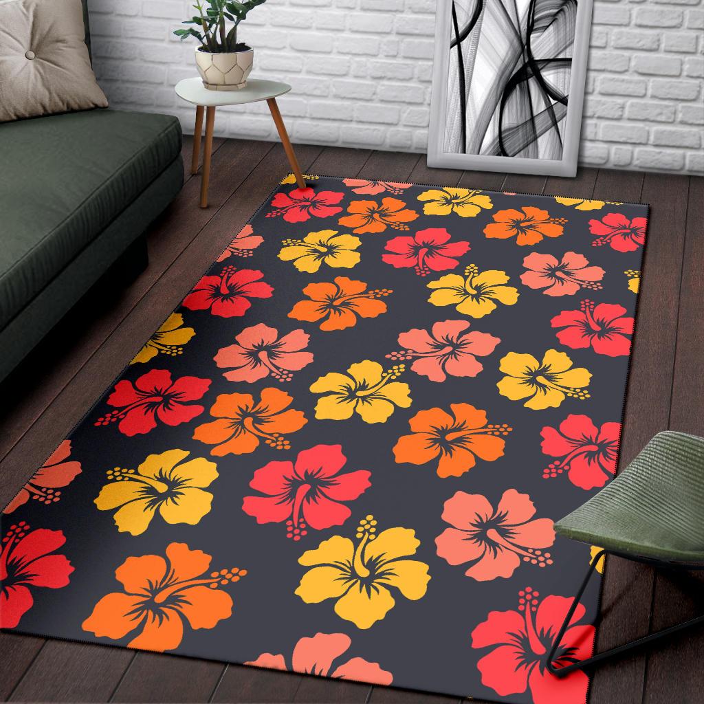 Hibiscus Pattern Print Design HB024 Area Rugs