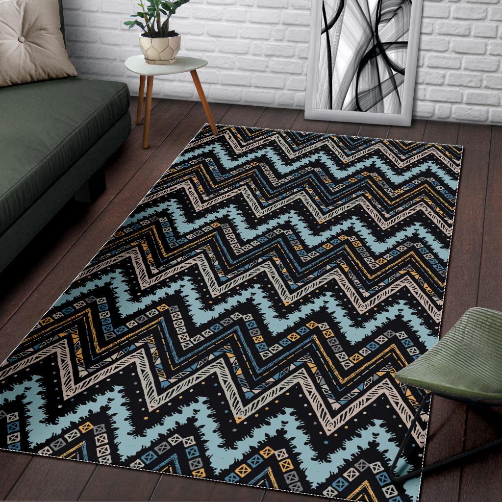 Zigzag Chevron African Afro Dashiki Adinkra Kente Area Rug