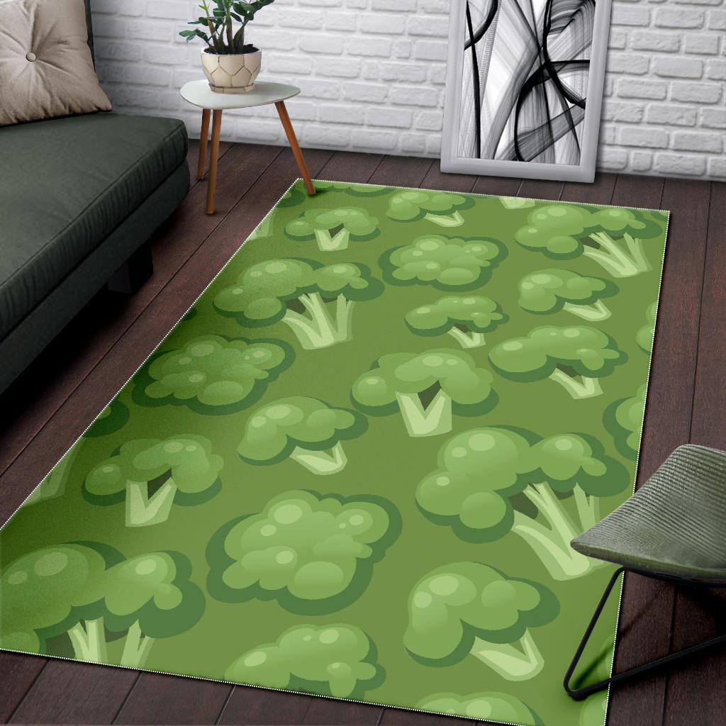 Broccoli pattern green background Area Rug
