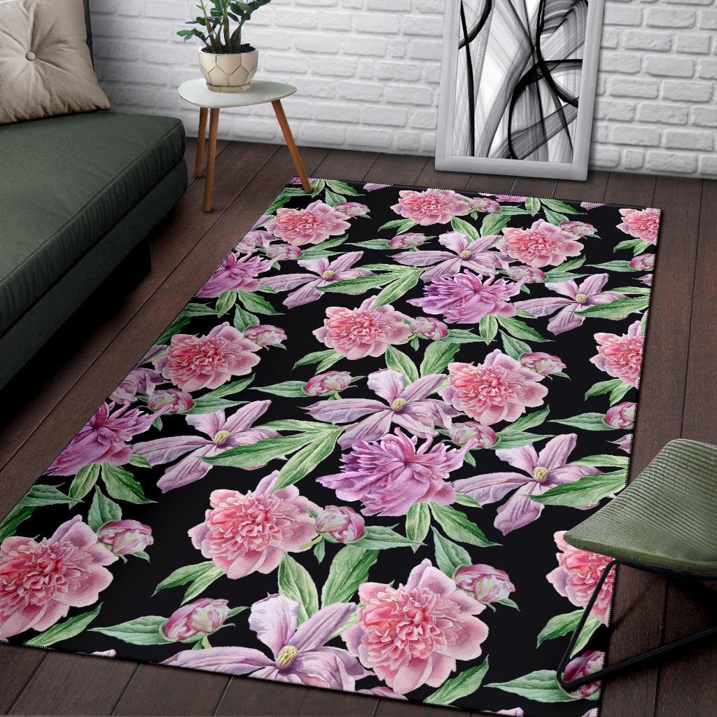 Peony Pattern Print Design PE08 Area Rugs
