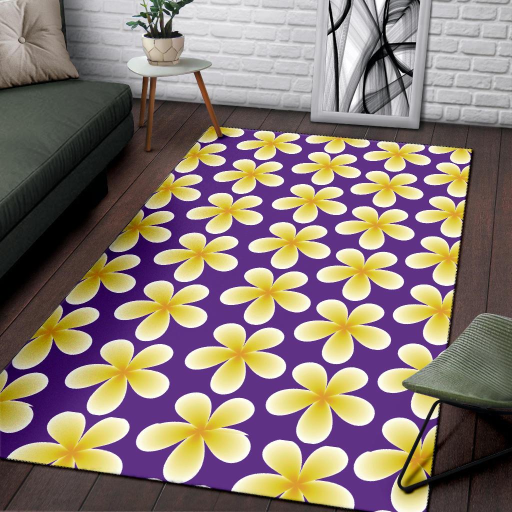 Yellow Plumeria Pattern Print Design PM05 Area Rugs