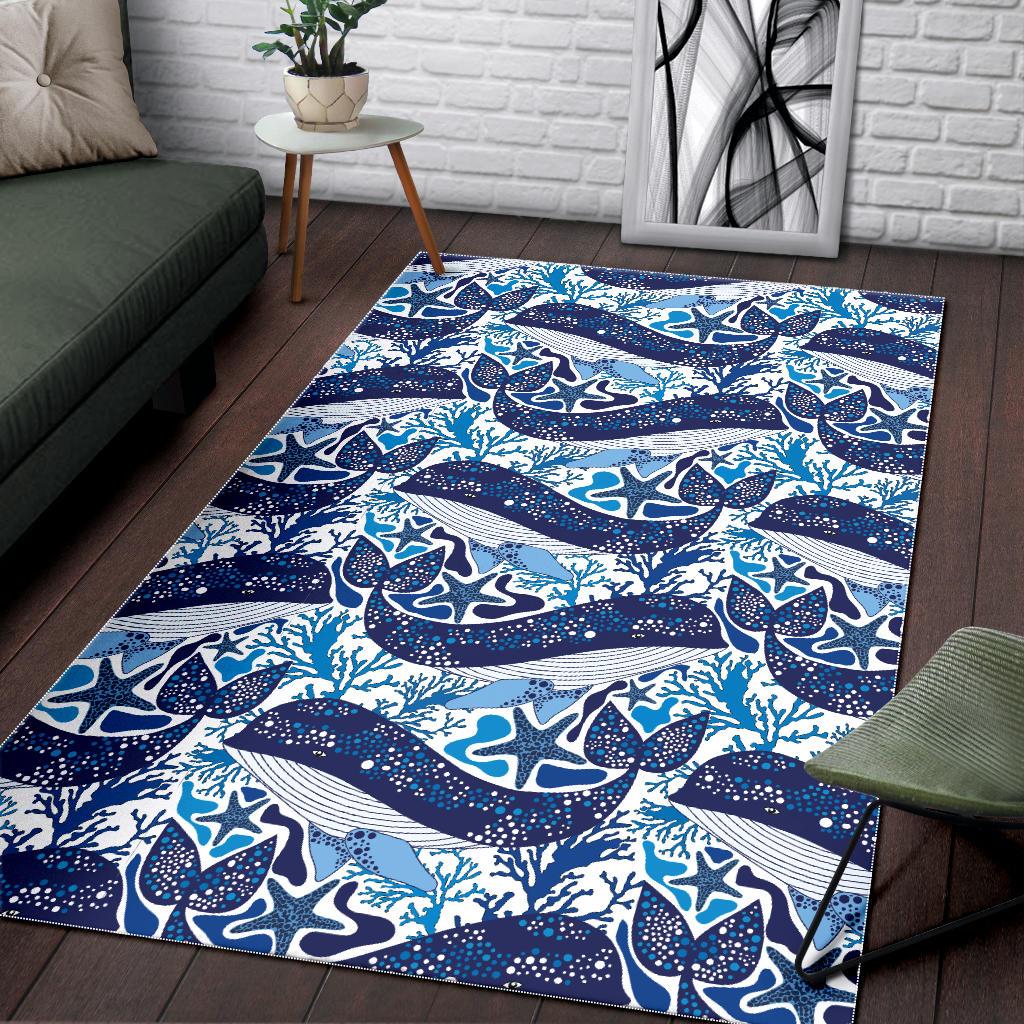 Whale Starfish Pattern Area Rug