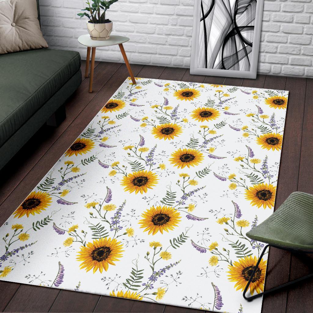 beautiful sunflowers pattern Area Rug