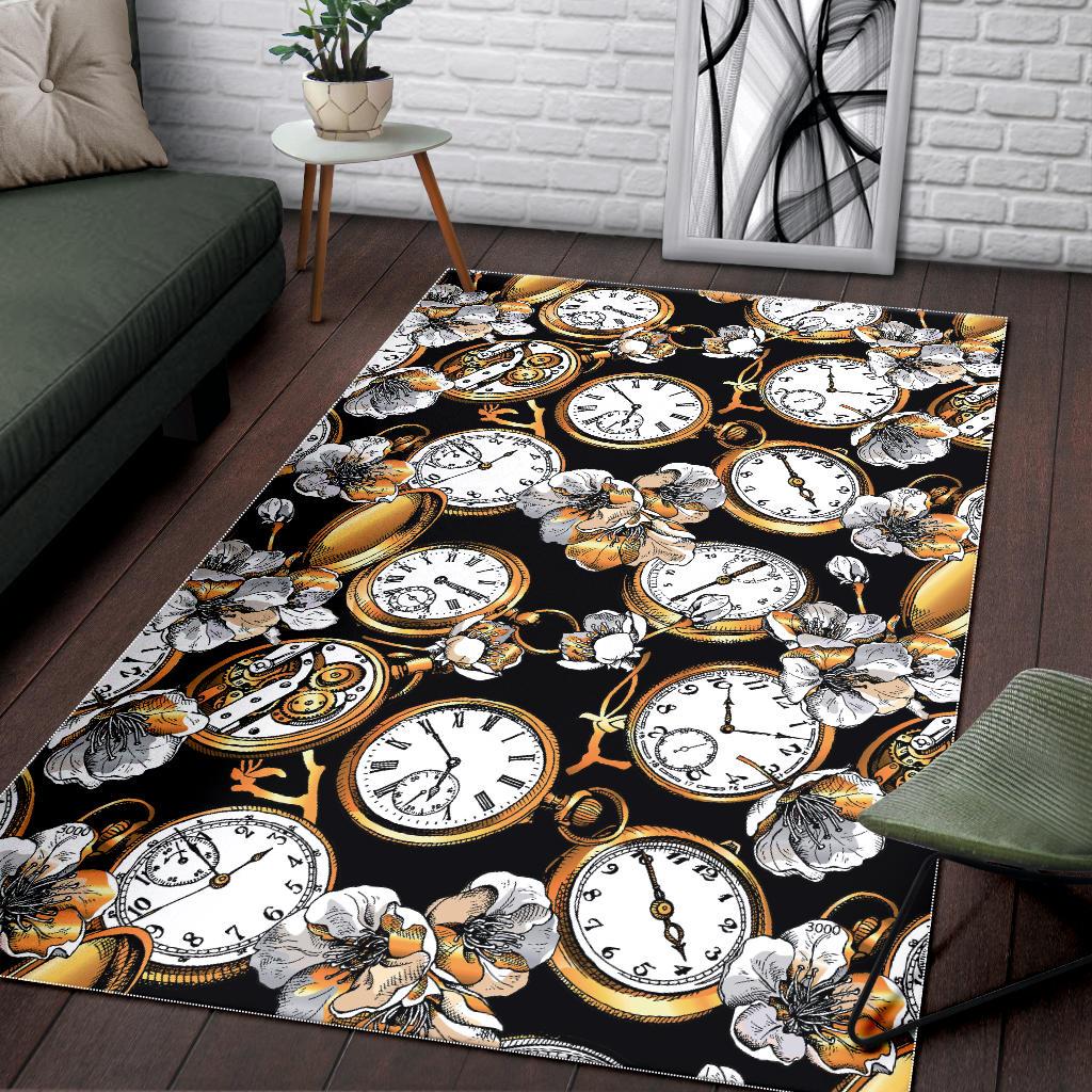 Clock Flower Pattern Area Rug