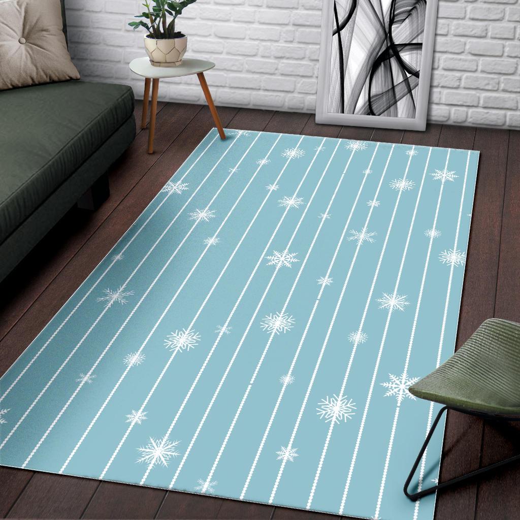 Snowflake pattern blue stripe background Area Rug