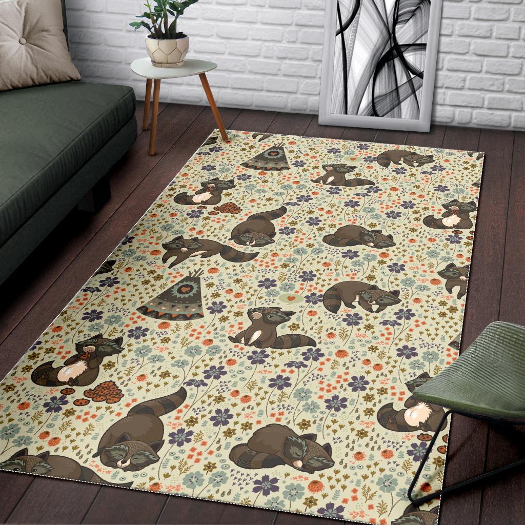 Raccoon Pattern Area Rug