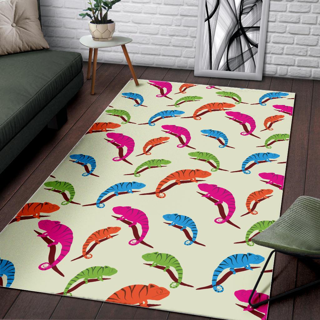 Colorful Chameleon lizard pattern Area Rug