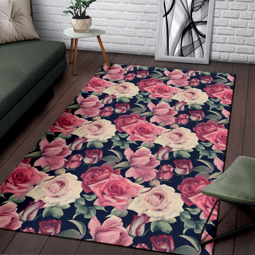 Rose Pattern Print Design RO05 Area Rugs