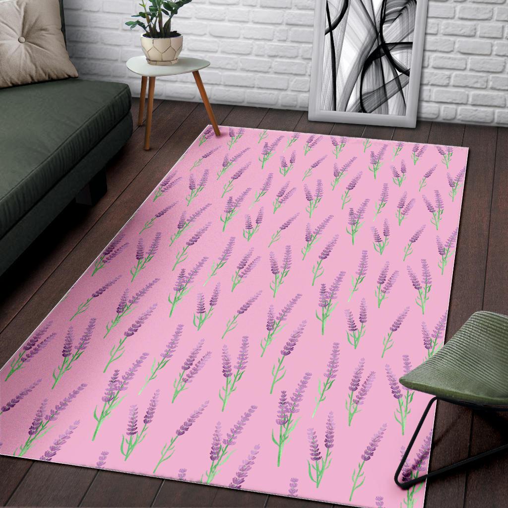 Lavender pattern pink background Area Rug