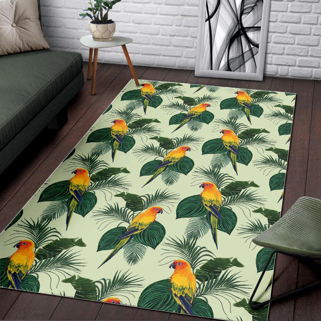 Beautiful parrot palm leaves pattern Area Rug