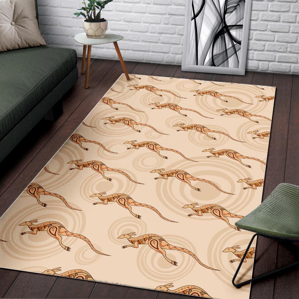 Kangaroo Aboriginal Pattern Background Area Rug