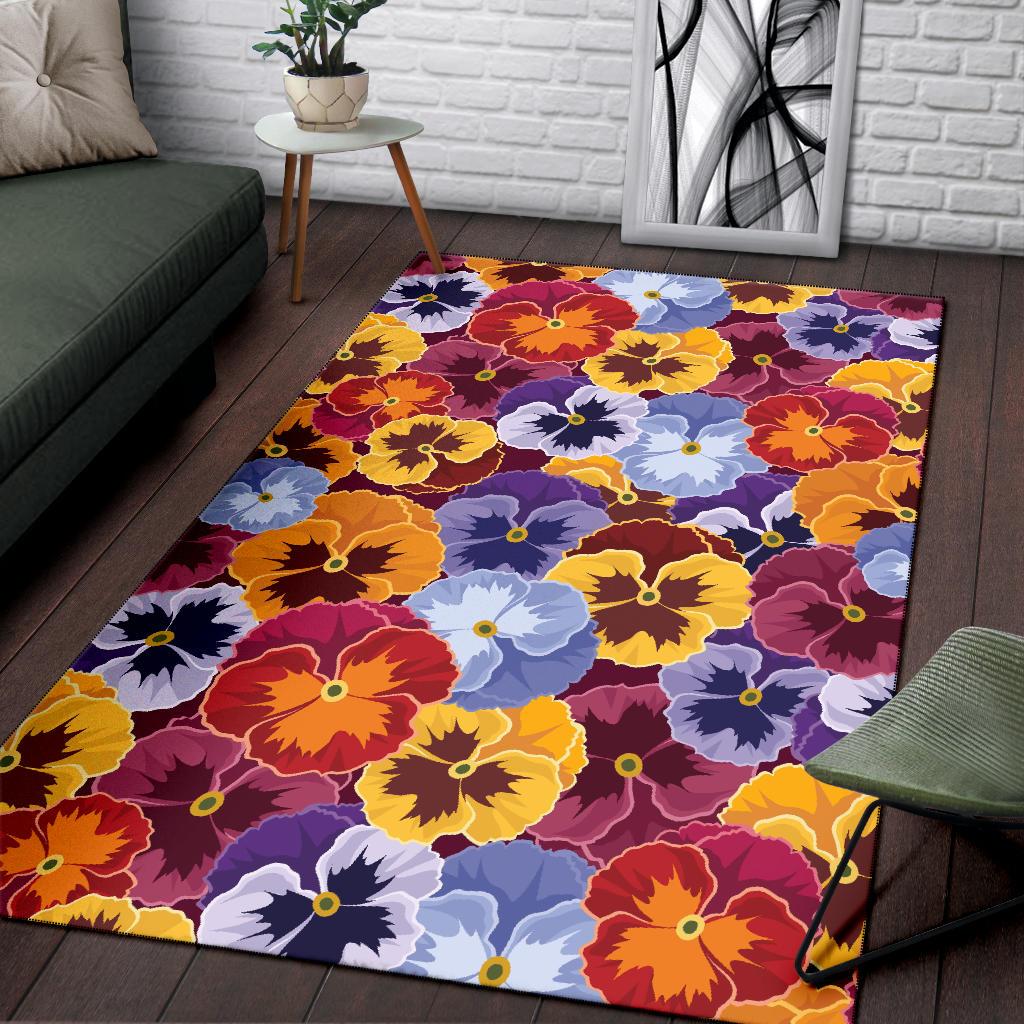 Pansy Pattern Print Design PS01 Area Rugs