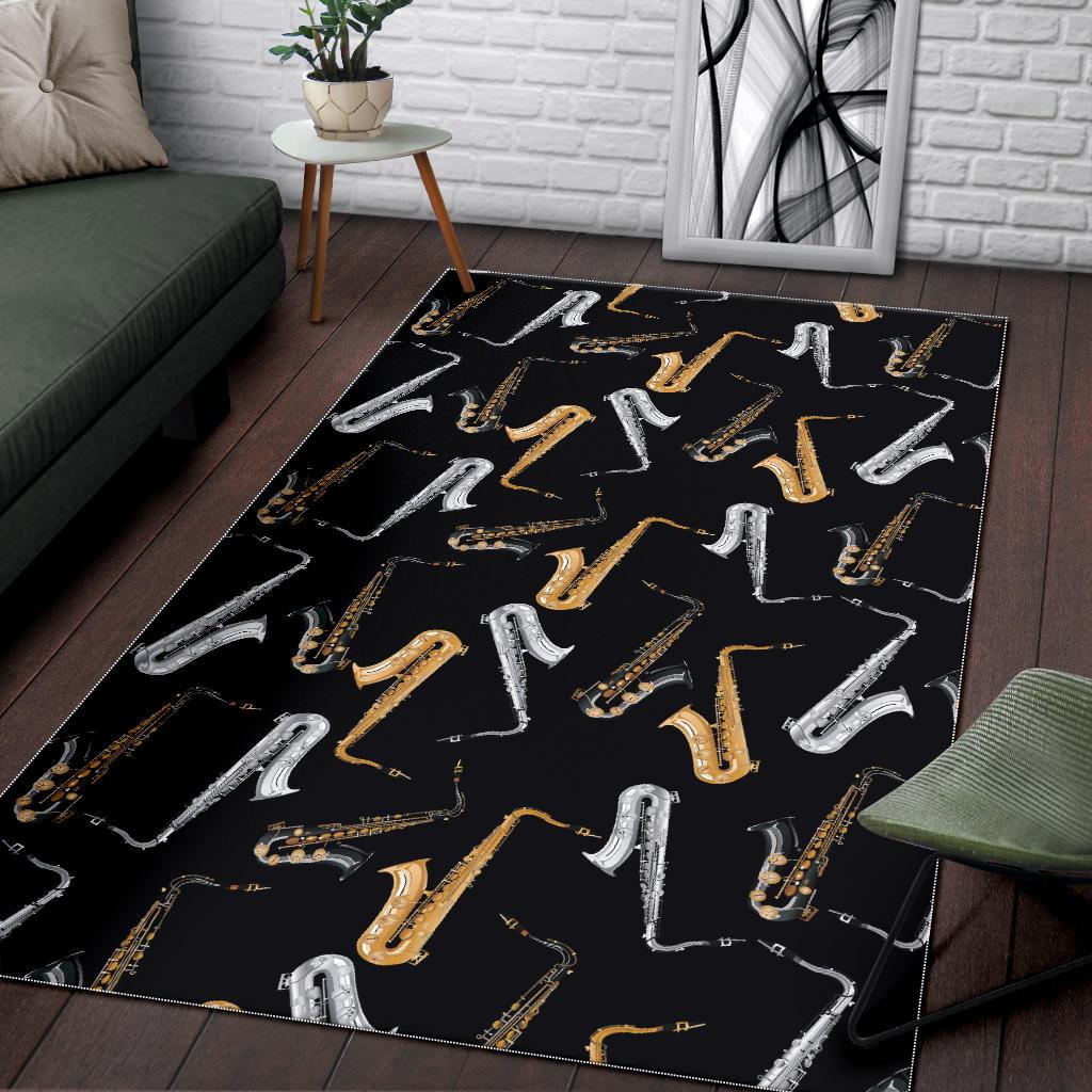 saxophone design pattern Area Rug