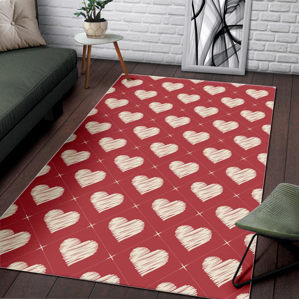 Heart Red Pattern Area Rug