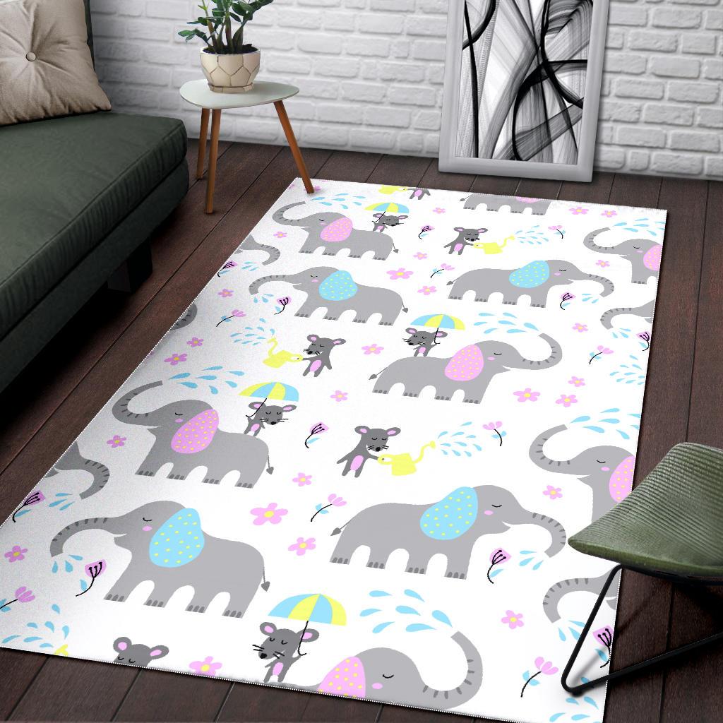 Cute elephant mouse pattern Area Rug
