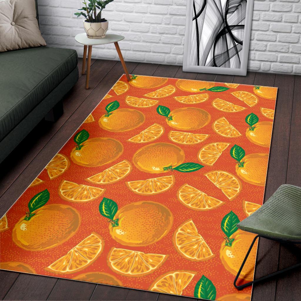 Orange Pattern background Area Rug