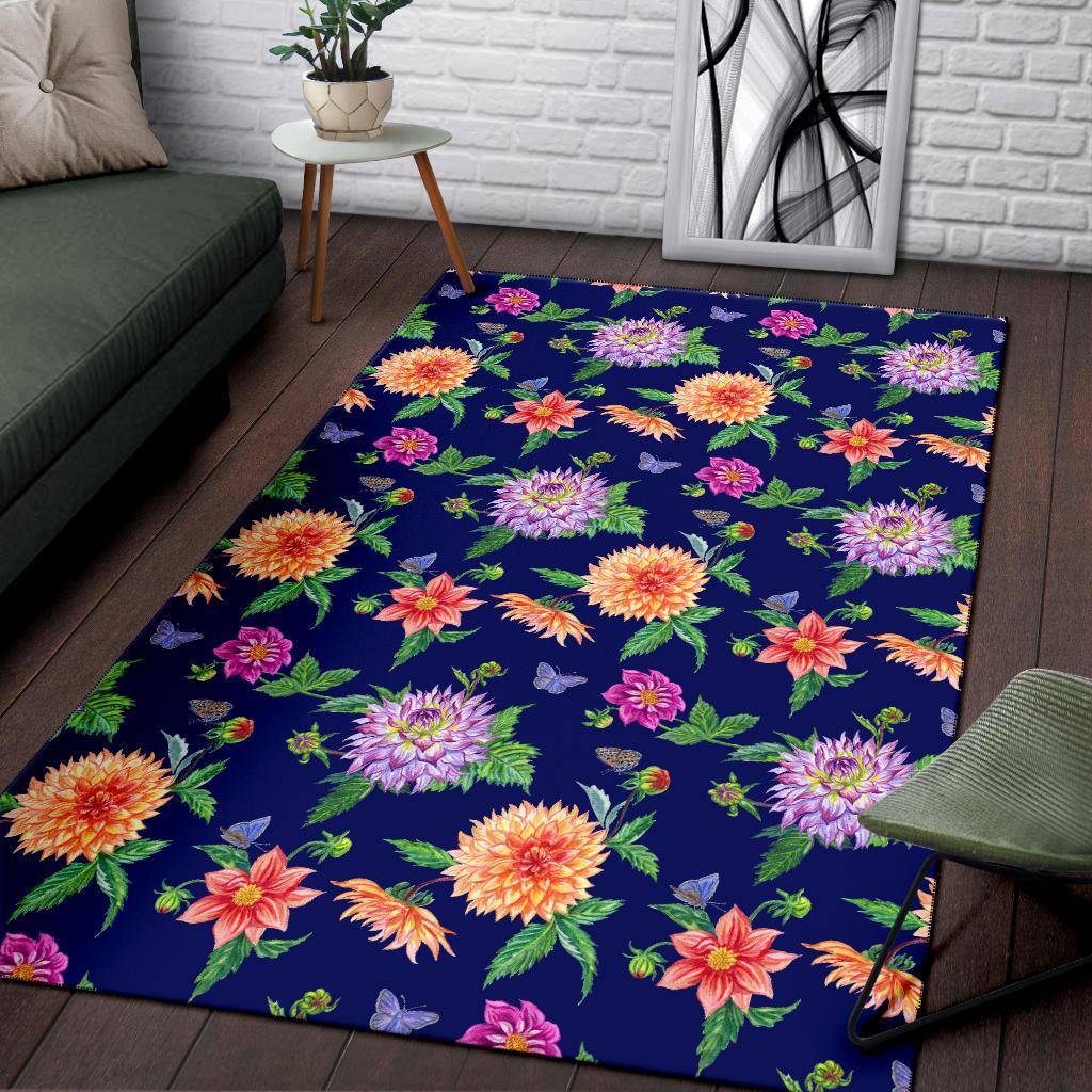 Dahlia Pattern Print Design DH010 Area Rugs