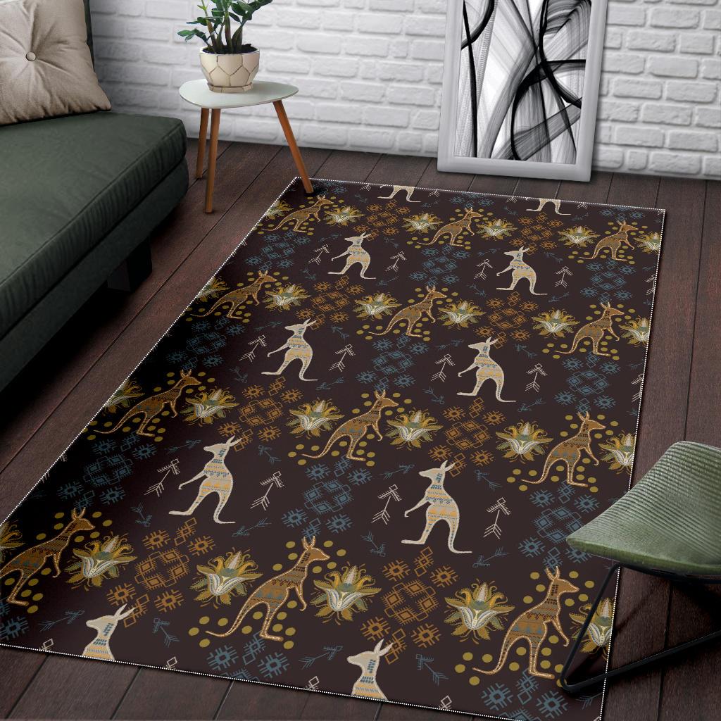 Kangaroo Aboriginal Theme Pattern  Area Rug