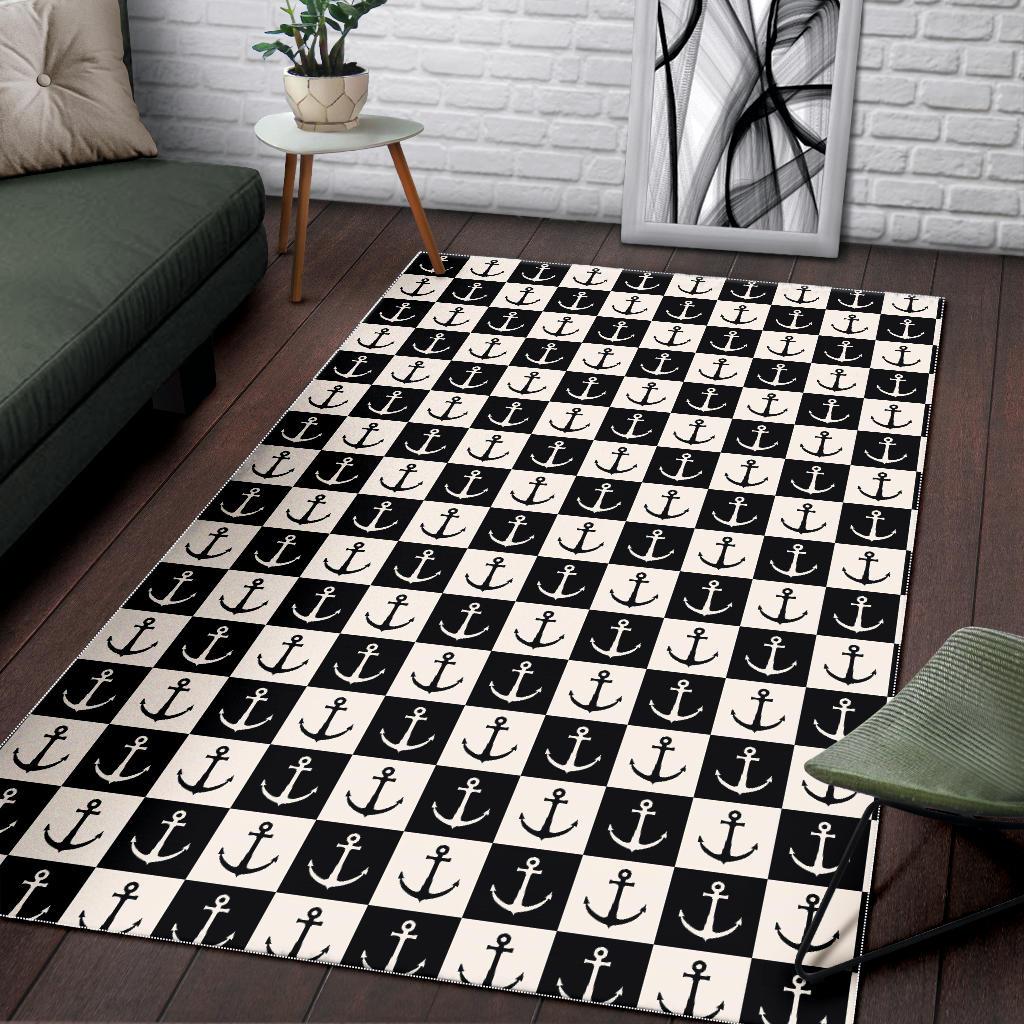 Anchor Black and White Patter Area Rug