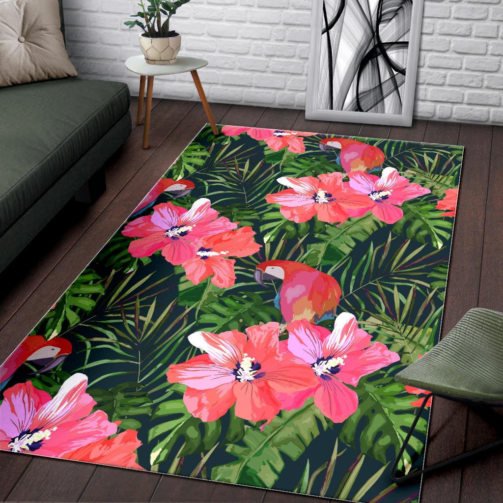 Parrot Leaves Pattern Area Rug