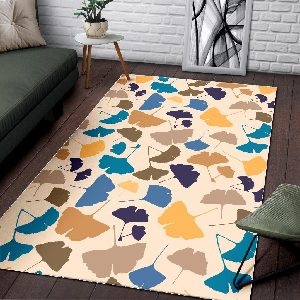 Colorful Ginkgo Leaves Pattern Area Rug
